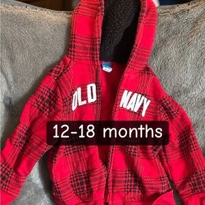 Old Navy Kids Red Checkered Hoodie